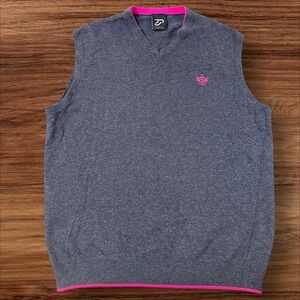 IPJ Design Sweater Vest Mens Size L‎ Sleeveless Pink Trim Athleisure